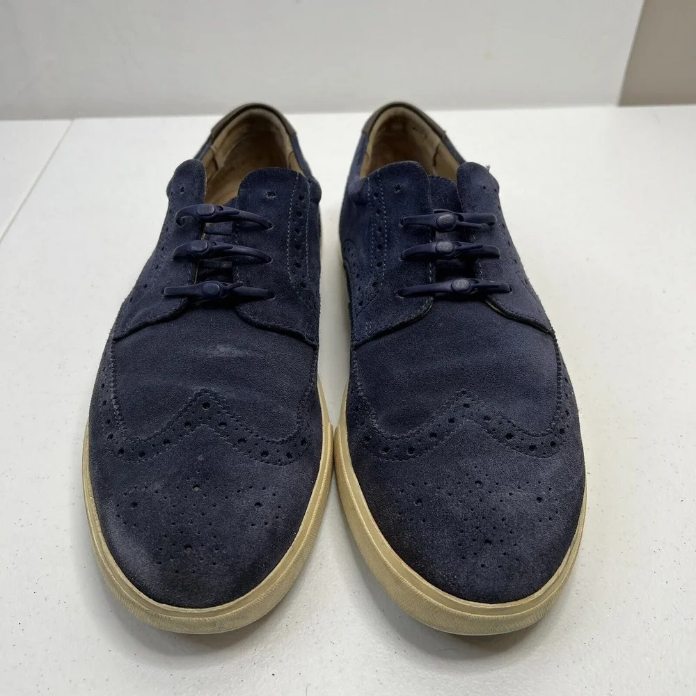 Cole Haan 11 M Navy Blue Suede Joshua Wingtip Oxford Sneaker Brogue Casual Shoes